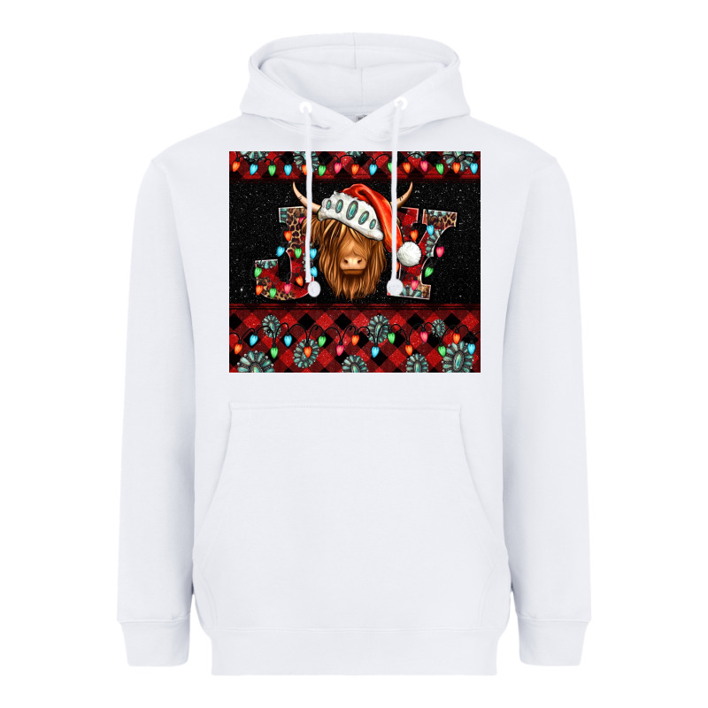 Joy Shaggy Cow Christmas Heavyweight Hoodie by Jasminsmagicworld | Teevron