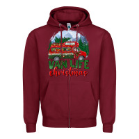 Burgundy van life christmas Zipper Hoodie - BundleAndBundleShop