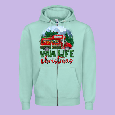 Van Life Christmas Zipper Hoodie Designed By Bundleandbundleshop