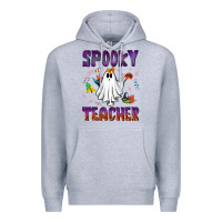 Heather Grey spooky teacher Premium Hoodie - NancyCooperArtShop