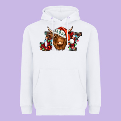 Joy Christmas Shaggy Cow Heavyweight Hoodie Designed By Jasminsmagicworld