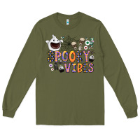 Army Green spooky vibes Long Sleeve Tee - CowhideDigitalArt