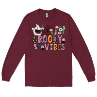 Burgundy spooky vibes Long Sleeve Tee - CowhideDigitalArt