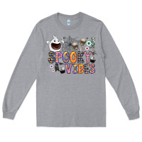 Heather Grey spooky vibes Long Sleeve Tee - CowhideDigitalArt