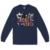 Navy spooky vibes Long Sleeve Tee - CowhideDigitalArt