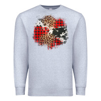 Heather Grey leopard cowhide Christmas plaid patches Premium Sweatshirt - Jasminsmagicworld