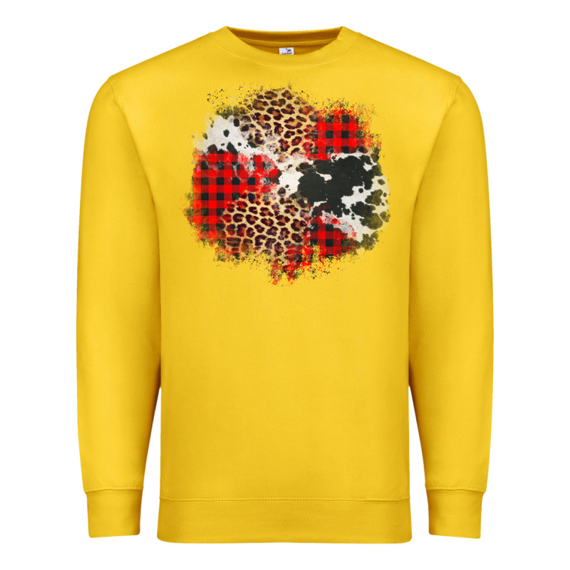 Leopard Cowhide Christmas Plaid Patches Premium Sweatshirt by Jasminsmagicworld | Teevron