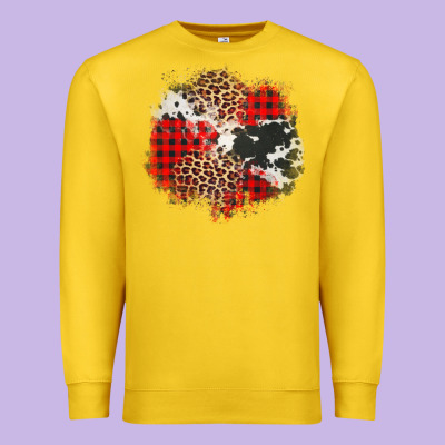 Leopard Cowhide Christmas Plaid Patches Premium Sweatshirt Designed By Jasminsmagicworld