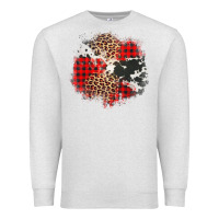 Oatmeal Heather leopard cowhide Christmas plaid patches Premium Sweatshirt - Jasminsmagicworld