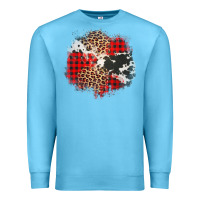 Ocean Blue leopard cowhide Christmas plaid patches Premium Sweatshirt - Jasminsmagicworld