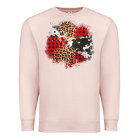 Pale Pink leopard cowhide Christmas plaid patches Premium Sweatshirt - Jasminsmagicworld