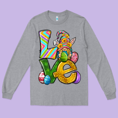 Love Gnome Easter Long Sleeve Tee Designed By Neo Western