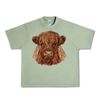 Oil Green highland cow Urban Heavy Tee - RanaPortraitStore