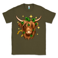 Army Green St. Patrick's Day Highland Cow Classic Tee - Neo Western