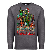 Charcoal Heather merry christmas cactus western Premium Sweatshirt - BarkalooDesign