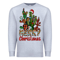 Heather Grey merry christmas cactus western Premium Sweatshirt - BarkalooDesign