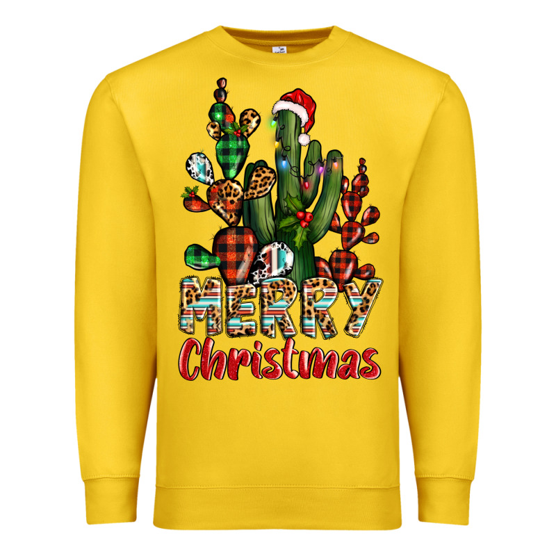 Merry Christmas Cactus Western Premium Sweatshirt by BarkalooDesign | Teevron