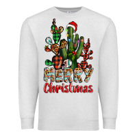 Oatmeal Heather merry christmas cactus western Premium Sweatshirt - BarkalooDesign