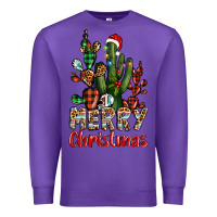 Purple merry christmas cactus western Premium Sweatshirt - BarkalooDesign