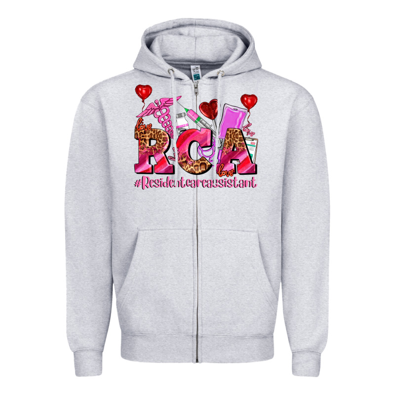 Valentines Day Rca Resident Care Assistant Zipper Hoodie by AdoDesignShop | Teevron