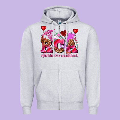 Valentines Day Rca Resident Care Assistant Zipper Hoodie Designed By Adodesignshop