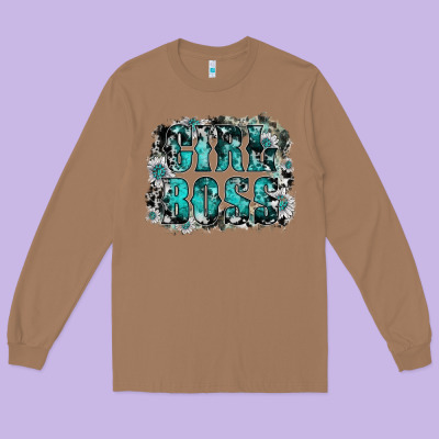 Girl Boss Long Sleeve Tee Designed By Sublimationcraftshop
