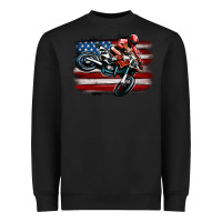 Black dirt bike american flag Heavyweight Sweatshirt - MaliasSmallBusiness