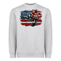 Heather Grey dirt bike american flag Heavyweight Sweatshirt - MaliasSmallBusiness
