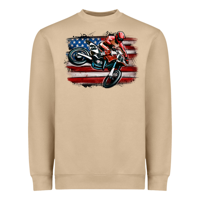 Dirt Bike American Flag Heavyweight Sweatshirt by MaliasSmallBusiness | Teevron