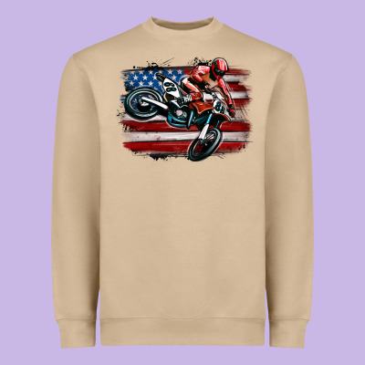 Heavyweight Sweatshirt dirt bike american flag