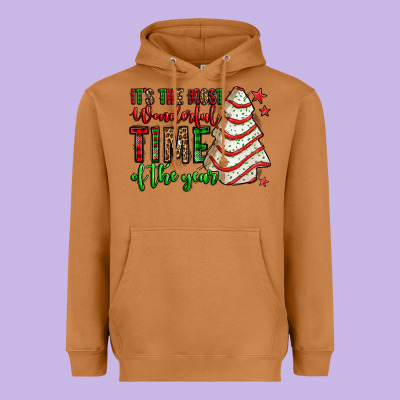 It's The Most Wonderful Time Of The Year Christmas Tree Cake Heavyweight Hoodie Designed By Jasminsmagicworld