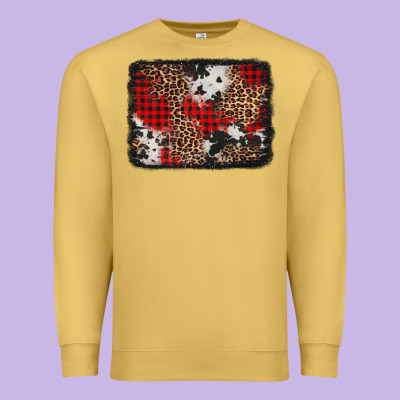 Distressed Cowhide Leopard Christmas Background Premium Sweatshirt Designed By Jasminsmagicworld