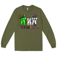 Army Green trick or teeth Long Sleeve Tee - CowhideDigitalArt