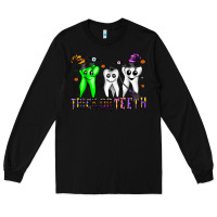 Black trick or teeth Long Sleeve Tee - CowhideDigitalArt