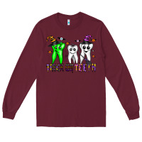 Burgundy trick or teeth Long Sleeve Tee - CowhideDigitalArt