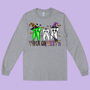 Trick Or Teeth Long Sleeve Tee Designed By Cowhidedigitalart