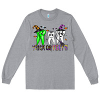 Heather Grey trick or teeth Long Sleeve Tee - CowhideDigitalArt