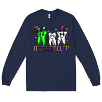 Navy trick or teeth Long Sleeve Tee - CowhideDigitalArt