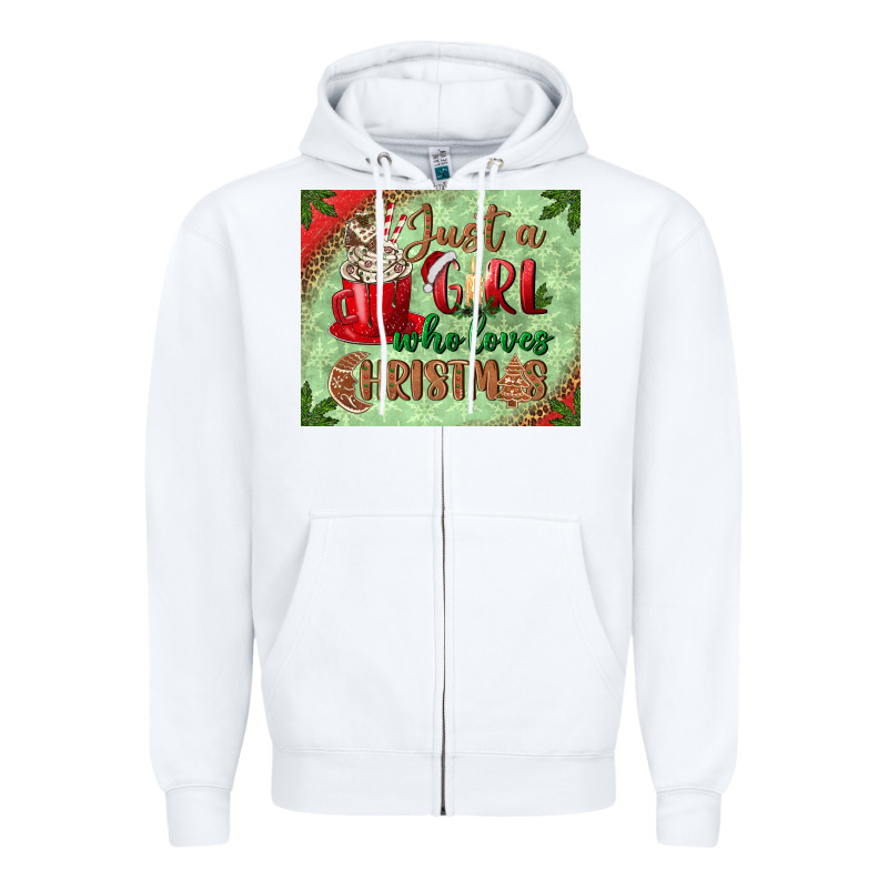 Just A Girl Who Loves Christmas Mousepad Zipper Hoodie by BundleAndBundleShop | Teevron