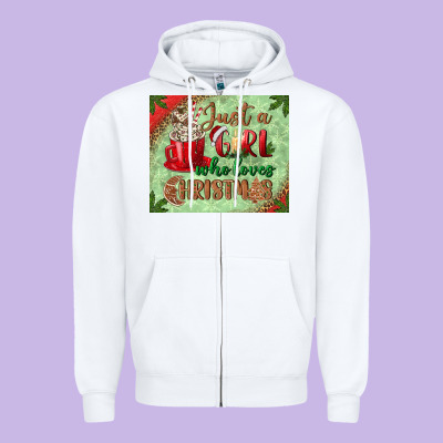 Just A Girl Who Loves Christmas Mousepad Zipper Hoodie Designed By Bundleandbundleshop