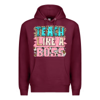 Burgundy teach like a boss Premium Hoodie - NancyCooperArtShop