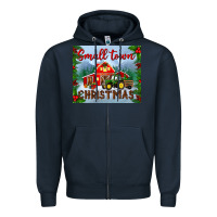 Navy small town christmas mousepad Zipper Hoodie - BundleAndBundleShop