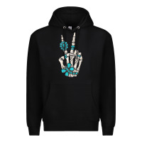 Black turquoise gemstone skeleton hand Premium Hoodie - MaliasSmallBusiness