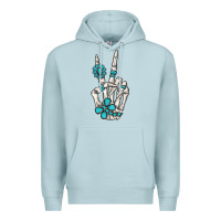 Blue Mist turquoise gemstone skeleton hand Premium Hoodie - MaliasSmallBusiness