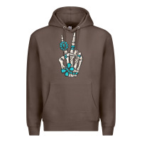 Coffee turquoise gemstone skeleton hand Premium Hoodie - MaliasSmallBusiness