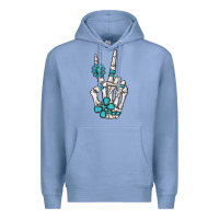 Colony Blue turquoise gemstone skeleton hand Premium Hoodie - MaliasSmallBusiness