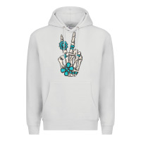 Dove Grey turquoise gemstone skeleton hand Premium Hoodie - MaliasSmallBusiness