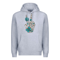 Heather Grey turquoise gemstone skeleton hand Premium Hoodie - MaliasSmallBusiness