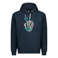 Navy turquoise gemstone skeleton hand Premium Hoodie - MaliasSmallBusiness