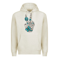 Oatmeal Heather turquoise gemstone skeleton hand Premium Hoodie - MaliasSmallBusiness
